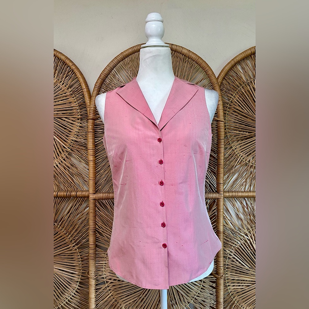 Akris x Bergdorf Goodman Silk Sleeveless Button Down